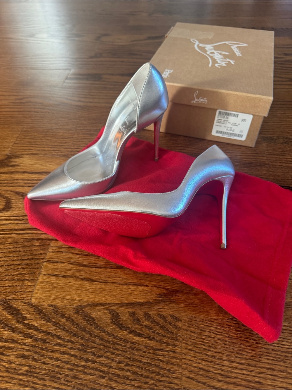 Christian Louboutin Silver Pointed-Toe Stiletto Pumps